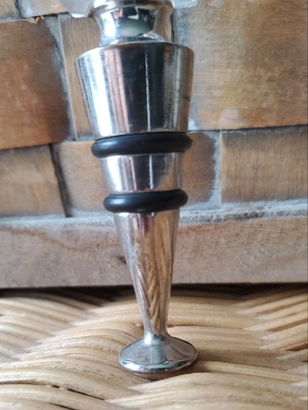 Monogram 'T' Clear Acrylic and Silver-Tone Bottle Stopper